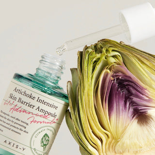 Bottle of Axis-Y Artichoke Intensive Skin Barrier Ampoule serum showing the product label and packaging with a clean background.