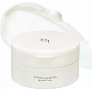 Beauty of Joseon Radiance Cleansing Balm in a jar, showcasing its smooth, white balm texture for gentle facial cleansing.