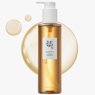 Beauty of Joseon Ginseng Cleansing Oil in a clear bottle, showcasing its hydrating formula for gentle facial cleansing.