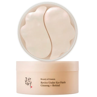 Beauty of Joseon Revive Under Eye Patch with ginseng, showing a close-up of the eye patches in their packaging.