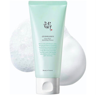 Beauty of Joseon Green Plum Refreshing Facial Cleanser bottle, 100mL, with green plum botanical ingredients and clear packaging.