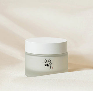 Beauty of Joseon Dynasty Cream moisturizer jar with white lid and elegant packaging, showcasing the skincare product.