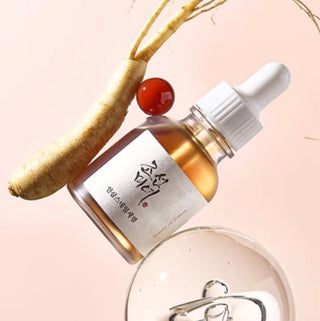 Beauty of Joseon Revive Serum with ginseng and snail mucin, featuring a dropper bottle with serum inside.