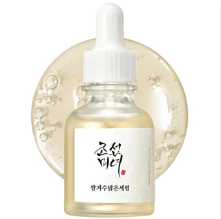 Beauty of Joseon Glow Deep Serum with rice and alpha-arbutin, featuring a clear dropper bottle and serum inside.