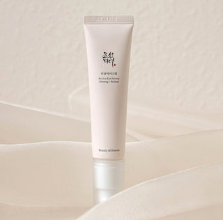 Beauty of Joseon Revive Eye Serum with ginseng and retinal, featuring a sleek dropper bottle and smooth serum texture.