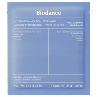 Biodance Hydro Cero-Nol Real Deep Face Mask in blue, skincare mask for hydration and skin renewal, 1 pack