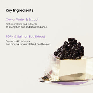 Biodance Rejuvenating Caviar PDRN Real Deep Face Mask in purple, showing the mask's packaging and design.
