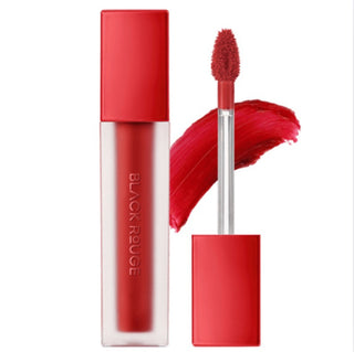 Black Rouge Air Fit Velvet Tint 1 lip tint in black packaging, showcasing the sleek tube and applicator brush.