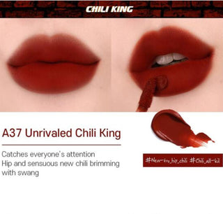 Black Rouge Air Fit Velvet Tint 7 lip tint in shade Sunset Crown, featuring a smooth, velvet finish on the lips.