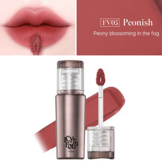 Black Rouge Icy to Fog Velvet Lip Tint in pink, showcasing the smooth, velvety texture and vibrant color of the product.