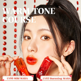 Black Rouge Mara Hot Water Lip Tint in LV00 Mild, showcasing the black lip tint bottle with its sleek design and branding.