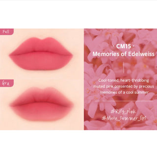 Black Rouge Cream Matt Rouge 3 lipstick in delicate rose shade, featuring a sleek black tube and matte finish.