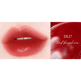 Black Rouge Double Layer Over Velvet 3 lipstick in amber carat, showcasing a sleek black and velvet finish.