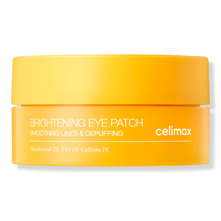 Celimax TXA Brightening Eye Patch with 60 patches showing soothing gel patches for under-eye skin care.