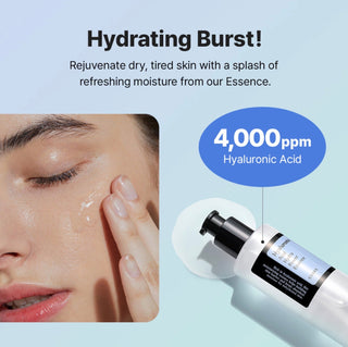 COSRX Hyaluronic Acid Hydra Power Essence in 100ml bottle, featuring clear liquid and pump dispenser for hydrating skincare.