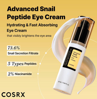 CosRx Advanced Snail Peptide Eye Cream in a 25ml jar, showing the creamy eye treatment with snail and peptide ingredients.
