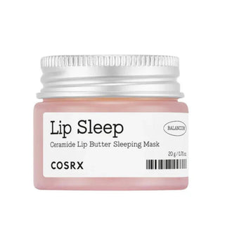 COSRX Balancium Ceramide Lip Butter Sleeping Mask in a jar, creamy lip balm for hydration and repair overnight.