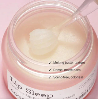 COSRX Balancium Ceramide Lip Butter Sleeping Mask showing a jar of hydrating lip balm with a smooth, creamy texture.