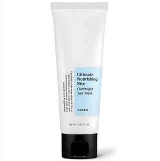 COSRX Ultimate Nourishing Rice Overnight Spa Mask in a jar, hydrating lotion and moisturizer with rice extract for soothing skin.