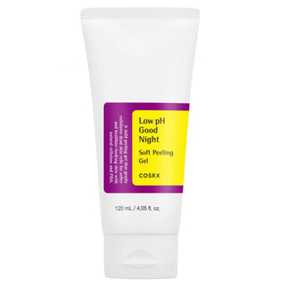 COSRX Low pH Good Night Soft Peeling Gel in red, 120mL, gentle exfoliating gel for smooth, refreshed skin.