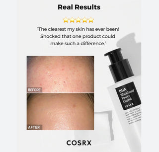 COSRX BHA Blackhead Power Liquid toner bottle with pump dispenser, designed for clear, smooth skin and blackhead control.