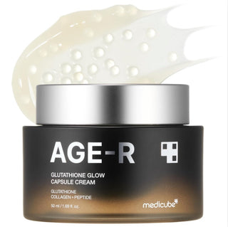 Damaged Box Age R Glutathione Glow Capsule Cream by Damaged Box showing the product packaging and capsule cream container.