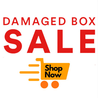 Damaged Box brand packaging with torn and crushed cardboard boxes, showing signs of wear and damage.