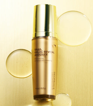 Deoproce Snail Galac Revital Ampoule 40ml bottle with clear liquid, skincare product for revitalizing skin.