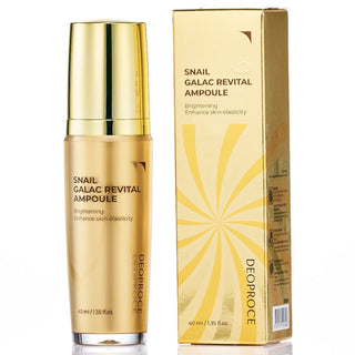 Deoproce Snail Galac Revital Ampoule in 40ml bottle, featuring nourishing snail extract for skin revitalization.