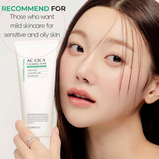Deoproce AC Cica Calming Acne Cleansing Foam 150ml, foaming cleanser with soothing ingredients for acne-prone skin.