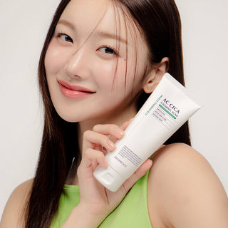 Deoproce AC Cica calming acne cleansing foam in a 150ml bottle, showing the product tube with branding and label details.
