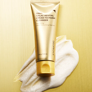 Deoproce Snail Galac Revital Cleansing Foam in 100g, creamy facial cleanser with snail extract for gentle skin cleansing