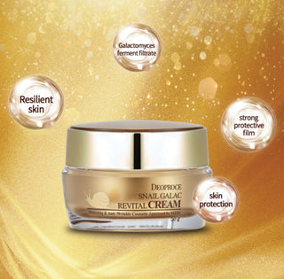 Deoproce Snail Galac Revital Cream 50g jar, nourishing skincare cream with snail extract for revitalized, moisturized skin.
