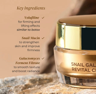 Deoproce Snail Galac Revital Cream 50g jar showing the white cream inside with the product label on the packaging.