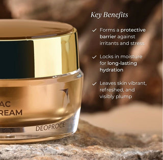 Deoproce Snail Galac Revital Cream 50g jar with white and silver packaging, creamy texture visible in the image.