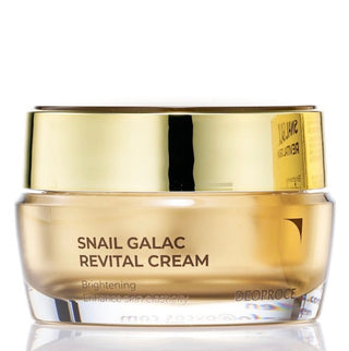 Deoproce Snail Galac Revital Cream 50g jar with white and gold packaging, showcasing the nourishing skincare cream.