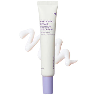 Deoproce Bakuchiol Repair Solution Eye Cream in a 30g jar, showing the creamy texture and packaging for skincare.