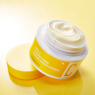 Deoproce Vita C Toning Care Cream moisturizer in a smooth, light-textured jar, designed for brightening and hydrating skin.