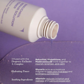 Deoproce Bakuchiol Repair Solution Toner 150ml bottle showing clear liquid and minimalist label design.