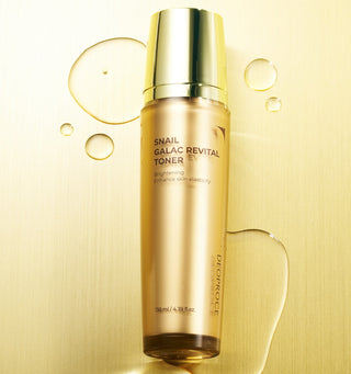 Deoproce Snail Galac Revital Toner 130ml bottle, clear liquid inside a sleek skincare bottle with a white cap.