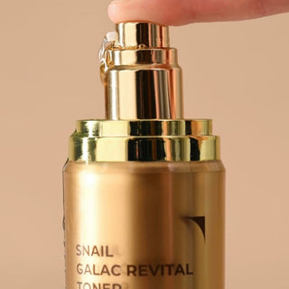 Deoproce Snail Galac Revital Toner 130ml in a clear bottle with a white cap, showing the product label and packaging.