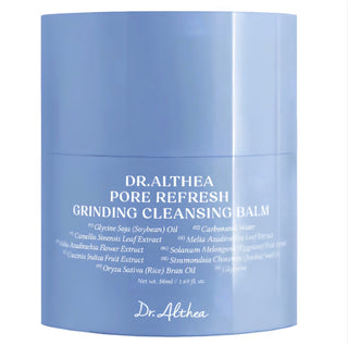 Dr. Althea pore refresh grinding cleansing balm in a 50g jar, featuring a smooth, creamy texture for deep pore cleansing.