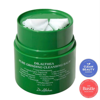 Dr. Althea Pure Grinding Cleansing Balm 50ml jar, creamy skincare product with a smooth texture for gentle cleansing.