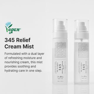 Dr. Althea 345 Relief Cream Mist spray bottle, lightweight skincare mist with soothing properties, displayed on a neutral background.
