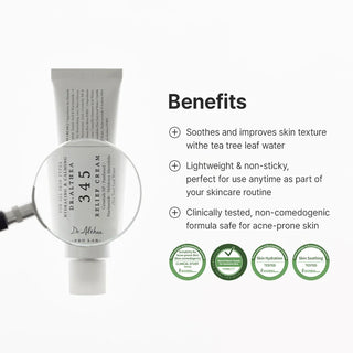 Dr. Althea 345 Relief Cream in 50ml jar, facial cream with soothing and nourishing formula, displayed on a clean surface.