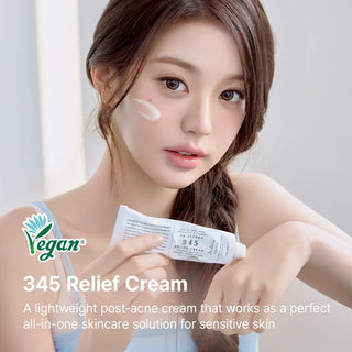 Dr. Althea 345 Relief Facial Cream 50ml jar with white lid and label, showcasing a smooth, creamy texture in a skincare product image.