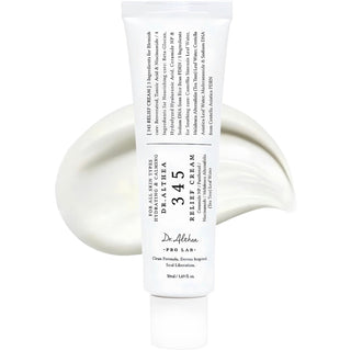 Dr. Althea 345 Relief Cream in a 50ml jar, smooth facial cream with a white and blue label, designed for soothing skin.