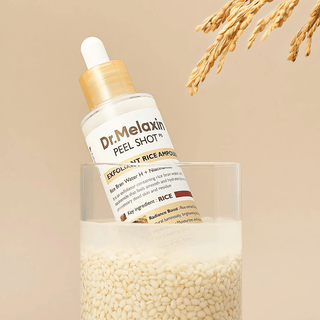 Dr.Melaxin Peel Shot Exfoliating White Rice Ampoule 80ml, a skincare ampoule with white rice extract for gentle exfoliation.
