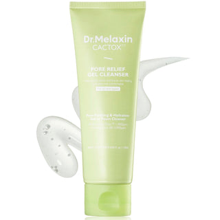 Dr. Melaxin CACTOX Pore Relief Gel Cleanser in 120ml bottle, showing the clear gel formula and packaging.