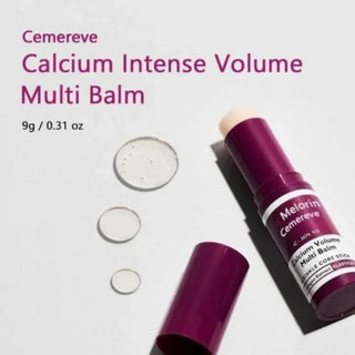 Dr.Melaxin Cementrete Calcium Volume Multi Balm container with label, featuring a white and blue design, on a plain background.